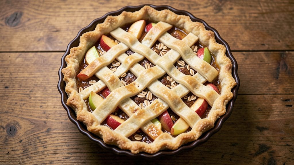 Martha Stewart's Old Fashioned Apple Pie Recipe: Spiced Filling and Pressed Oat Crown Crunch